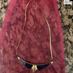Women's Indian Gold and Navy Blue Necklace
